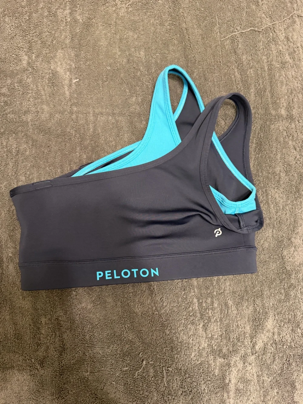 Peloton Black Navy blue and Turquoise sports bra